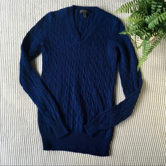 J. Crew Sweaters - J. Crew Cable Knit Sweater Wool Rabbit Hair Navy